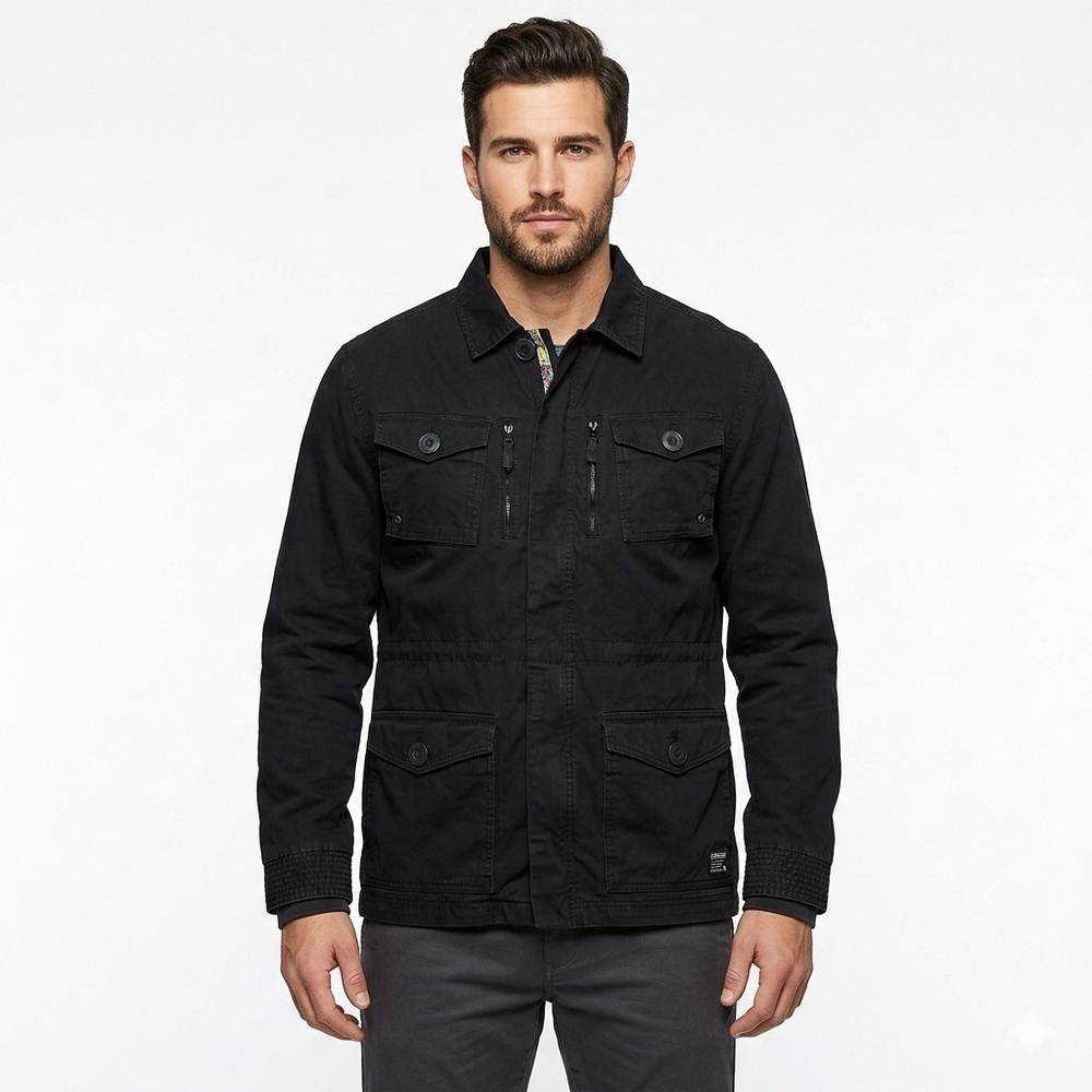 Quiksilver Utility Jacket Gorpcore Field Coat Black Cotton XL